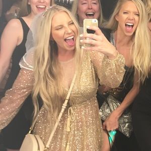 lucky star glitter gown white